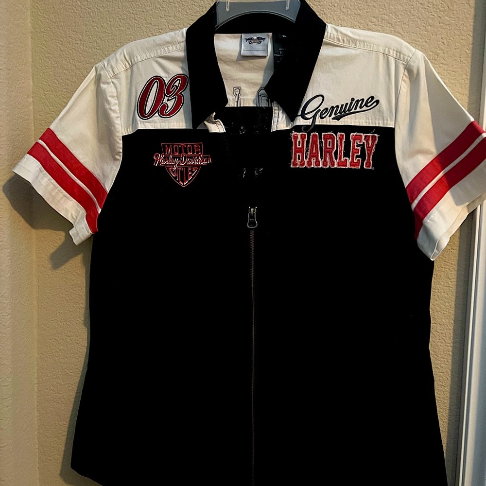 Vintage Harley Davidson zip front shirt